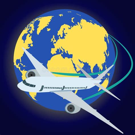 Airplane Flying Around The Globe Stock Illustration Illustration Of
