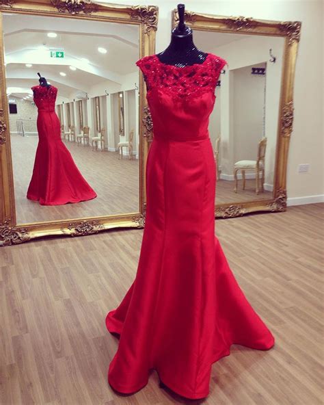 Red Satin Mermaid Prom Dress Evening Dress Pageant Gown Cap Sleeve On