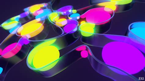 Wallpaper Illustration Neon Abstract 3d Render Purple Glass