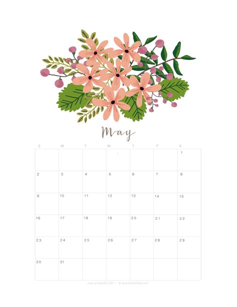 Printable May 2021 Calendar Monthly Planner 2 Designs Flowers