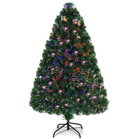 Costway 4 Ft Pre Lit Fiber Optic Artificial Pvc Christmas