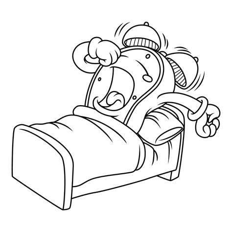 Premium Vector Coloring Illustration Of Yawning Cartoon Alarm Clock