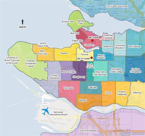 Vancouver Neighborhoods And Districts Map
