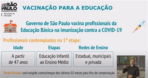 Veja o calendário de vacinação no estado de sp a partir de junho: SP anuncia vacinação contra Covid-19 de professores e ...