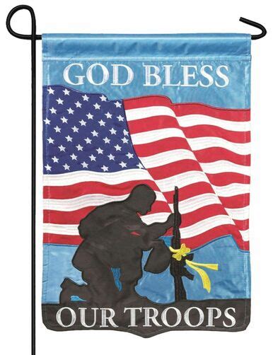 God Bless Our Troops Double Applique Garden Flag I Americas Flags