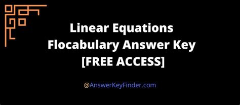 Linear Equations Flocabulary Answers 2023 Free Access