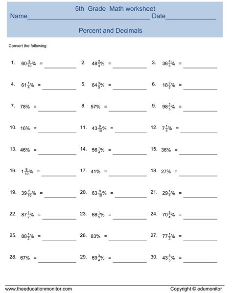 6th Grade Percent Worksheets