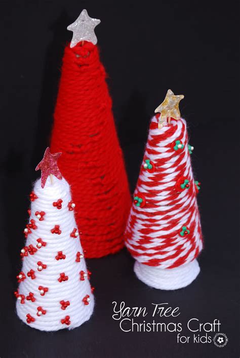 Yarn Tree Christmas Craft For Kids
