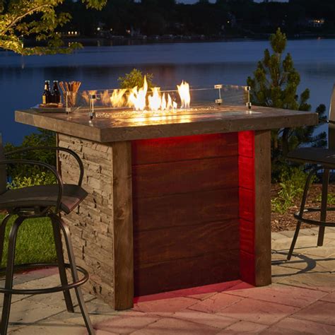 The Outdoor Greatroom Company Marquee 58 Inch Rectangular Pub Height Natural Gas Fire Pit Table