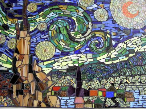 Mosaic Van Gogh S Starry Night Glass Art By Peggy Lindstrom Pixels