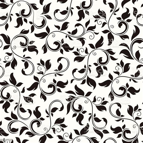 Vintage floral vector bouquet with black & white summer garden flowers on mint background. Seamless Black And White Floral Pattern Vector ...