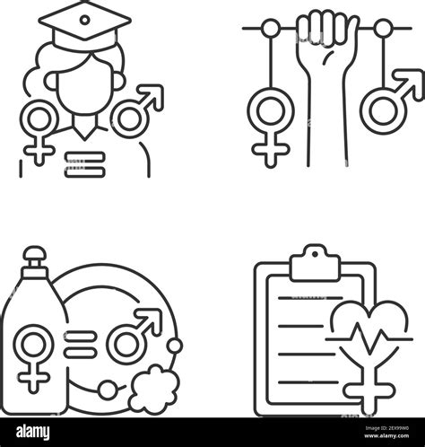 Equal Education Opportunities Linear Icons Set Stock Vector Image And Art