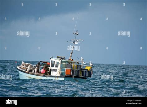 Small Lobster Fishing Boat With Creels Aboard Off The West