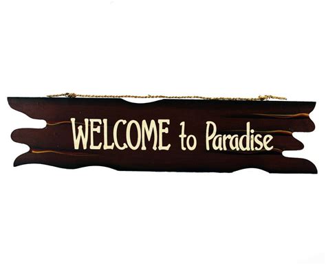 Welcome To Paradise Brown Straight Sign Tropical Decor Pinterest