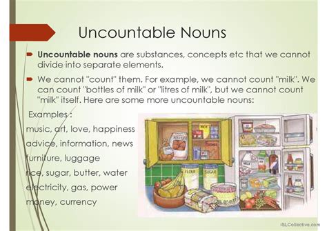Uncountable And Countable Nouns Gen English Esl Powerpoints