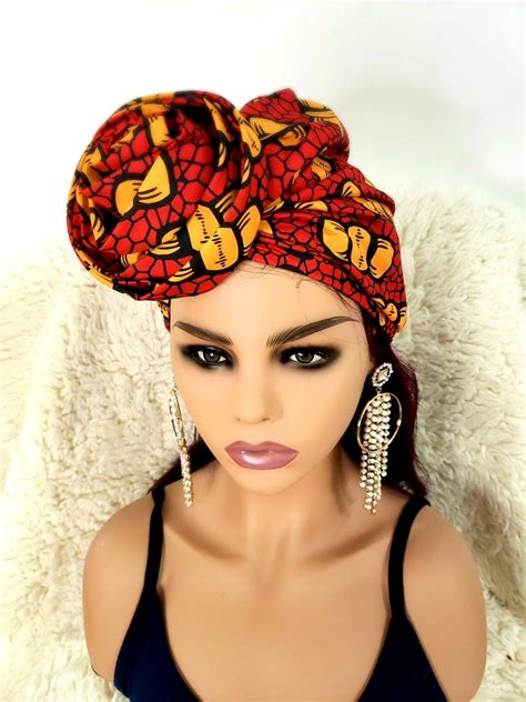 Satin Line Turban Pre Tied Afrhead Wrap For Natural Hair Etsy