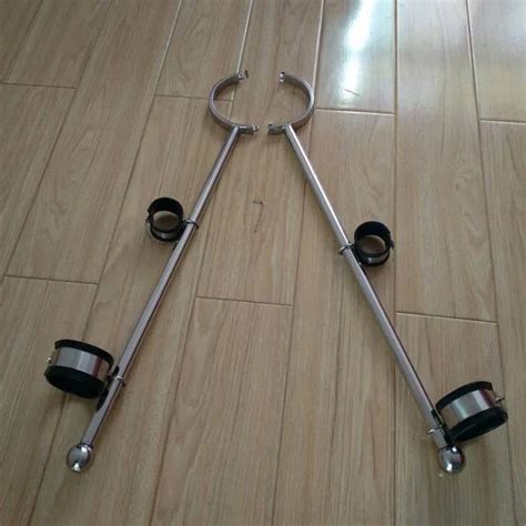 Stainless Steel Spreader Bar Open Legs Torture Device Hand Ankle Cuffs
