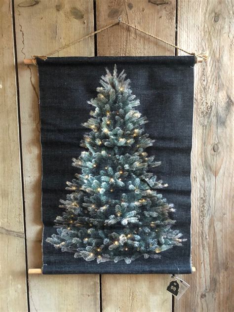 Linnen Wanddoek Kerstboom Met Led Verlichting 40x60 Cm 2AA Batterijen