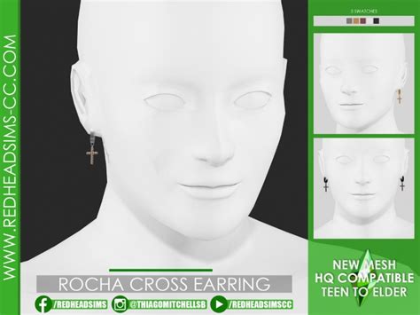 Rocha Cross Earrings By Thiago Mitchell At Redheadsims Sims 4 Updates
