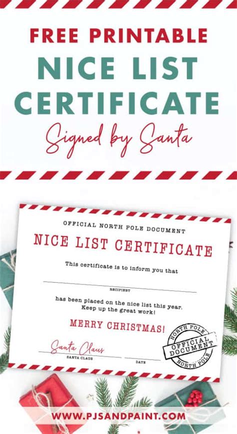 The most important detail that can be found in a certificate is the name of its recipient. Free Printable Nice List Certificate | Signed by Santa