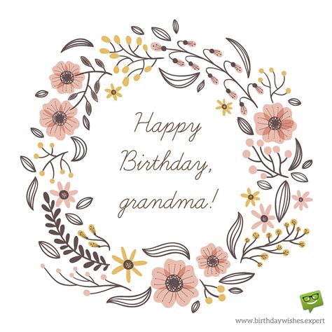 Happy Birthday Grandma On Image With Hand Drawn Flowers Blog