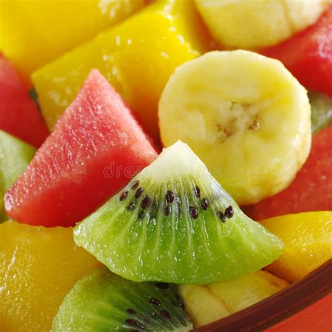 Fresh Fruit Salad Kiwi Banana Watermelon Mango Stock Photo Image