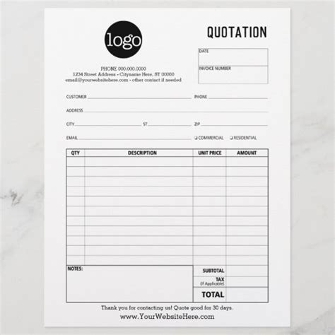 Form Business Quotation Invoice Or Sales Receipt