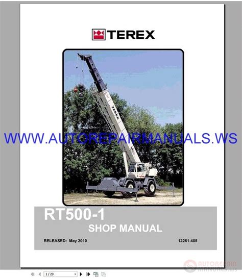 Terex Rt500 1 Service And Adjustments Shop Manual 05 2010 Auto Repair