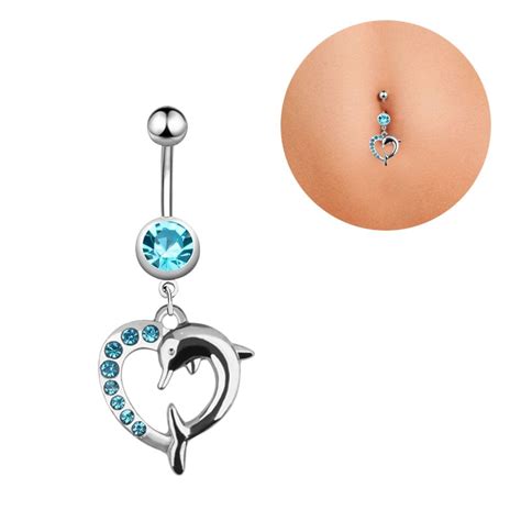 Sexy Dangle Dolphin Heart Belly Bars Bell Button Rings Fashion Surgical
