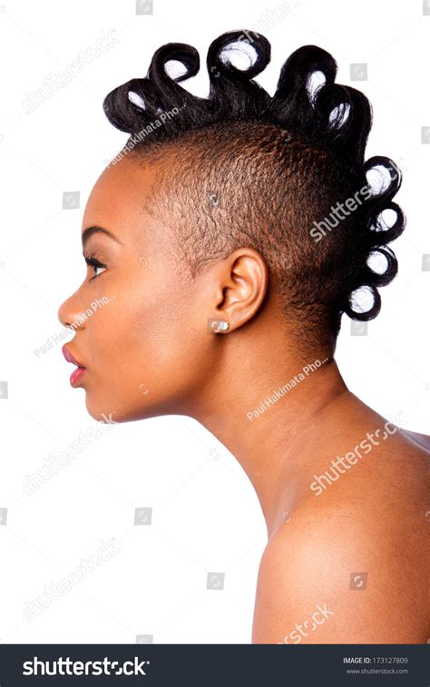 Side Profile Beautiful African Woman Face Stock Photo