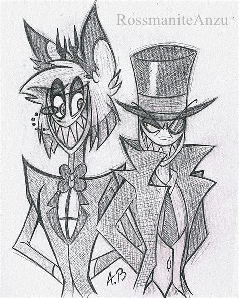 Alastor And Black Hat Guy Drawing Drawings Black Hat