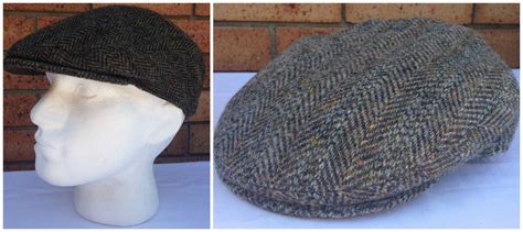 Harris Tweed Flat Cap Hat Wool Herringbone Country Driving Fishing 2498