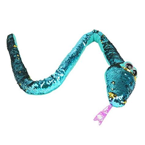 150cm Sequin Reveal Snake Plush Soft Toy Turquoise And Gold Toyland