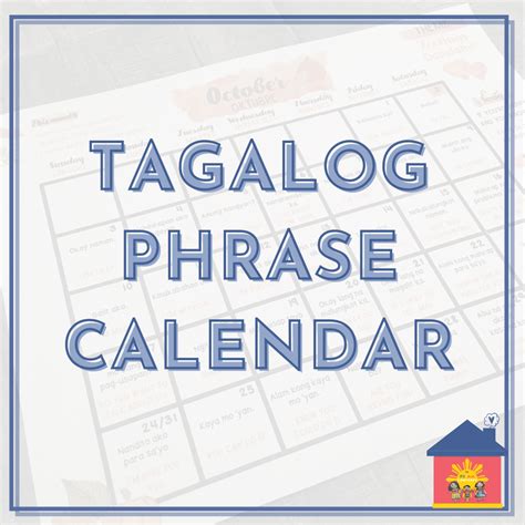 Tagalog Phrase Calendar Fil Am Learners