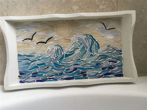 Ocean Waves Mosaic Tray My Latest Project Mosaic Art Supplies Mosaic Artwork Mosaic Art