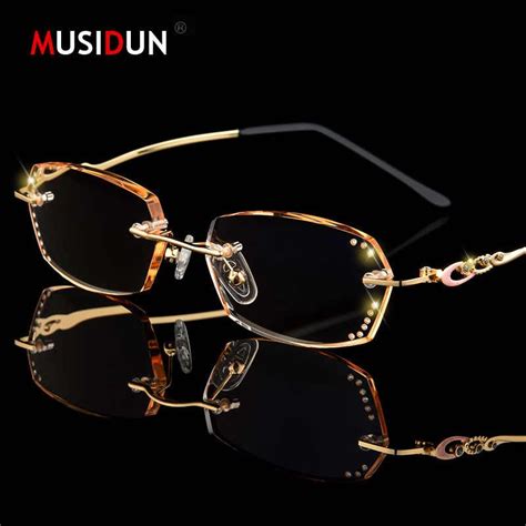 Chashma Brand Eyeglasses Diamond Trimmed Rimless Glasses Titanium