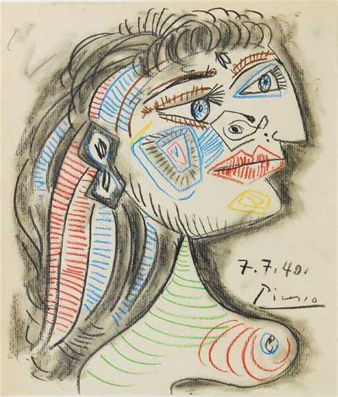Pablo Picasso 1881 1973 Colored Pencil Drawing