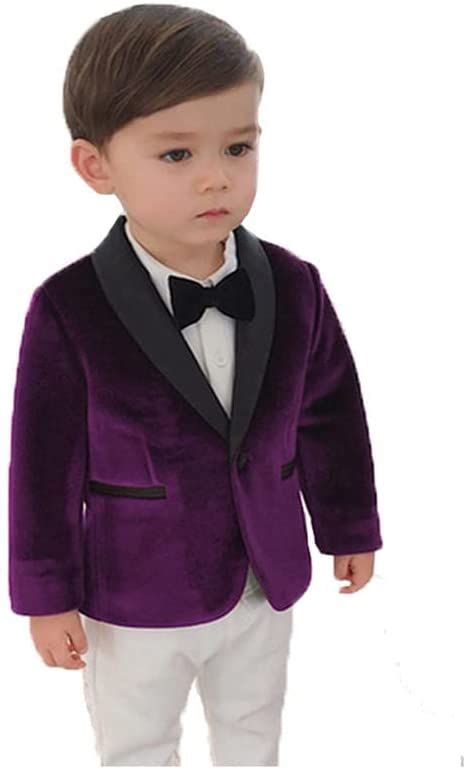 Boys Suit Jacket 3t For Kids Formal Velvet Blazer Purple Tux For