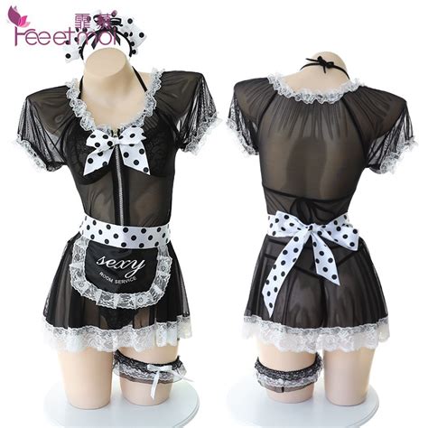 Fee Et Moi Sexy Lace Maid Lingerie Black Sexy Lingerie Cute Cosplay Costumes Charming Nightdress