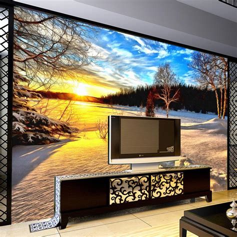 Custom 3d Photo Wallpaper Mural Sunrise Snow Scene Bvm Home