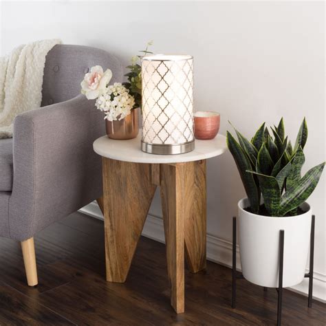 This lamp explodes with youthful energy. Tree Bark Pattern LED Uplight Table lamp Medium Silver (Includes Energy Efficient Light Bulb ...