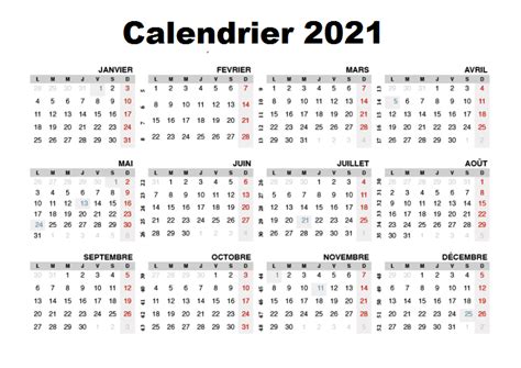 Gratuit Calendrier 2021 Semaine Imprimable Pdf Word Excel The