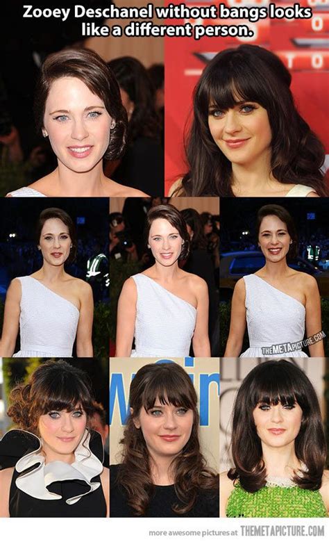 Bangs will make most women look younger. Zooey Deschanel without bangs… | Zooey Deschanel, Bangs ...