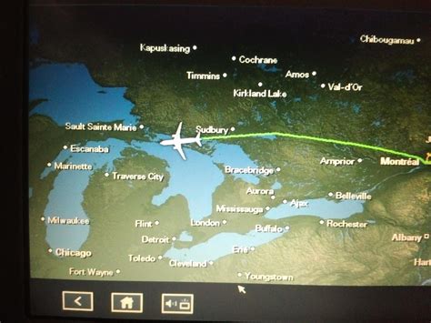 My flight from Montreal to San Fran had no Toronto or Ottawa on the map