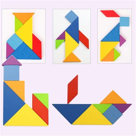 3d Wooden Pattern Animal Jigsaw Puzzle Colorful Tangram Toy Kids