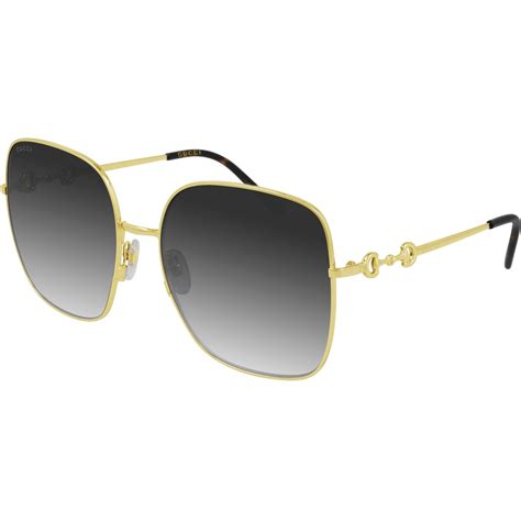 gucci square frame sunglasses women grey gold flannels