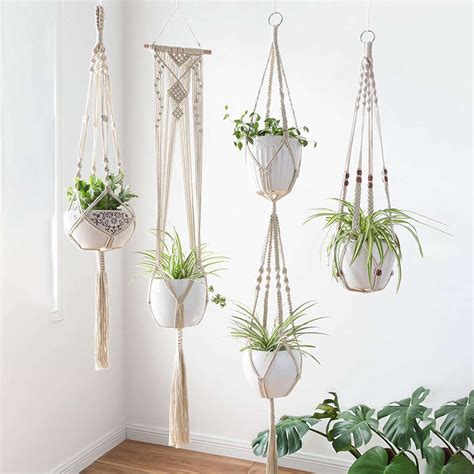 Macrame Plant Hangers 4 Pack In Different Designs