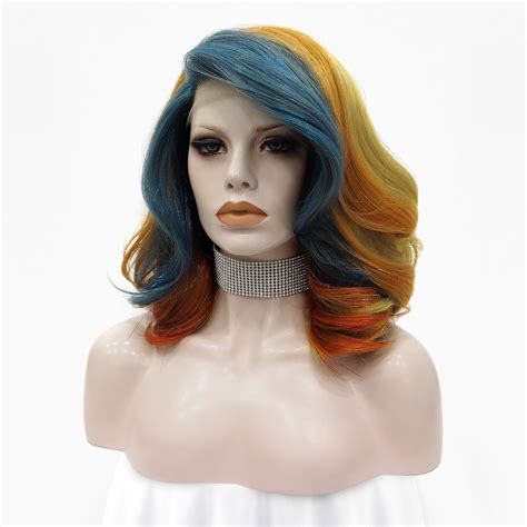 Annabelle Blue Blonde Orange Red With Tinsel Synthetic Lace Front Wi
