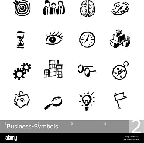 Vector Line Icons Set Of Business Symbols In Unique Rough And Jagged