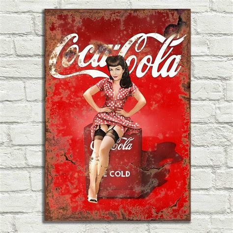 Buy LBS ALL Coca Cola Pin Up Girl Signs Metal Plaque Aluminium Vintage Pub Tiki Bar Home Cafe